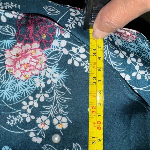 Concept Collection Satin printed floral Teal Kurta size Medium - Picture 8 of 8